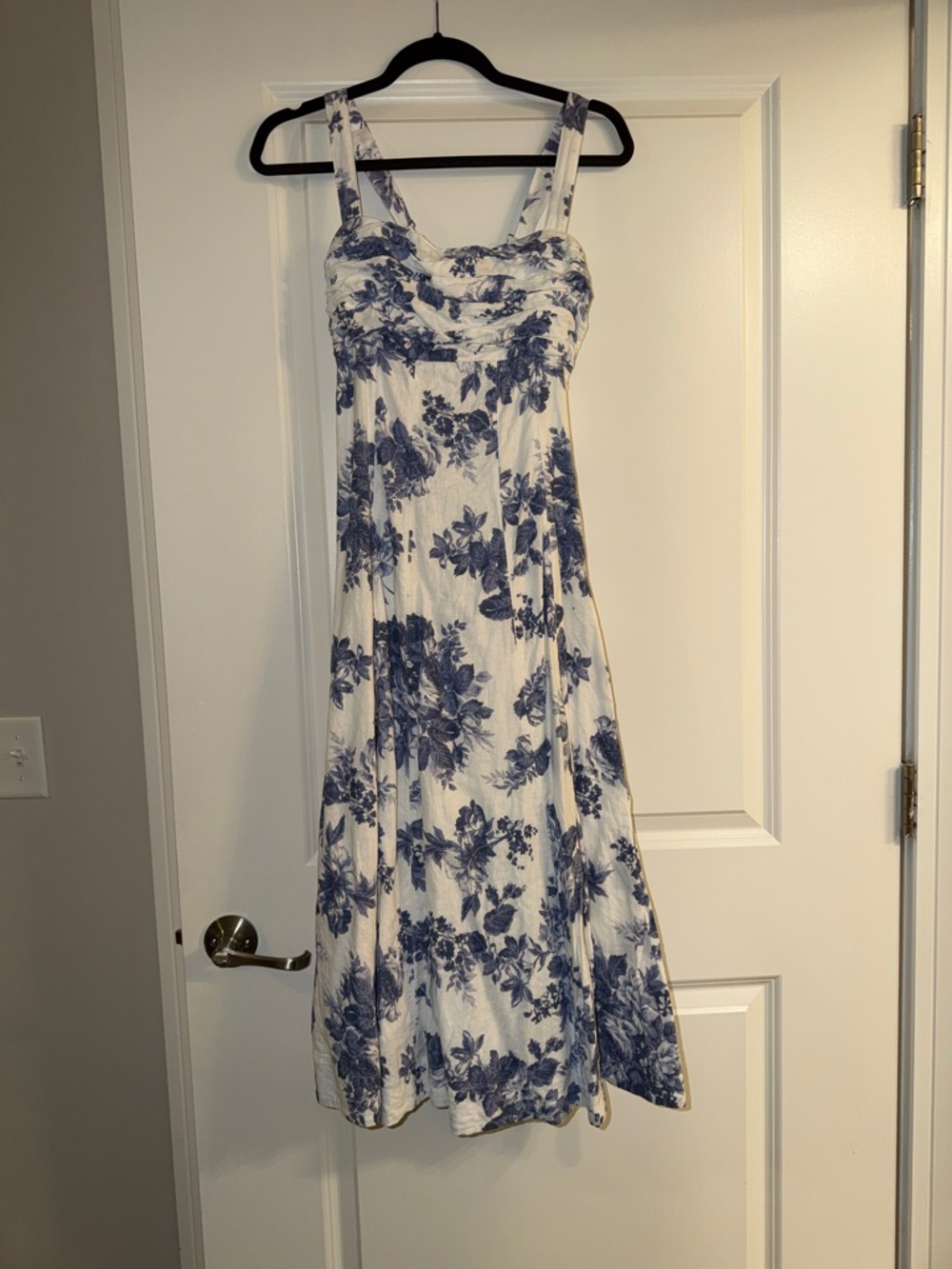 Abercrombie & Fitch White Maxi Dress with Blue Floral Print